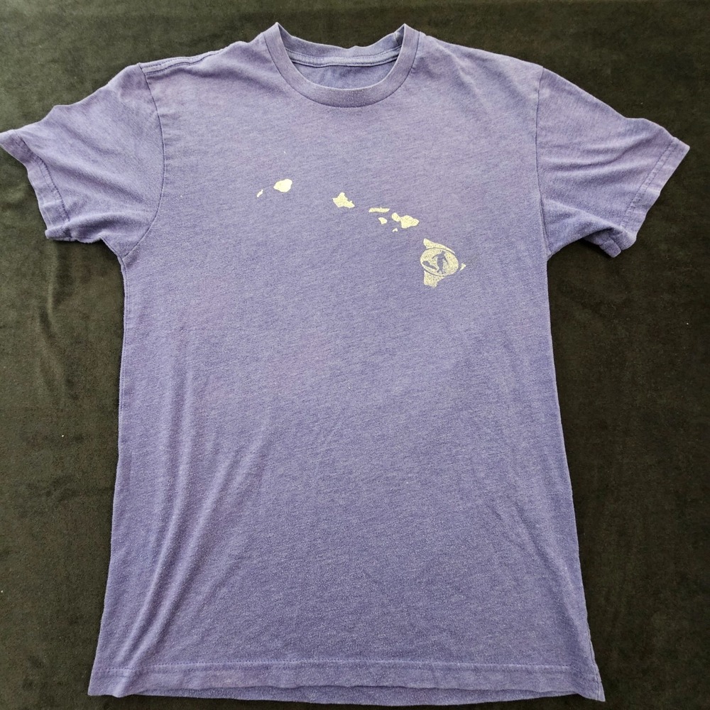 Hawaii Islands Surfer Purple Short Sleeve Cotton Blend T-Shirt Men's S